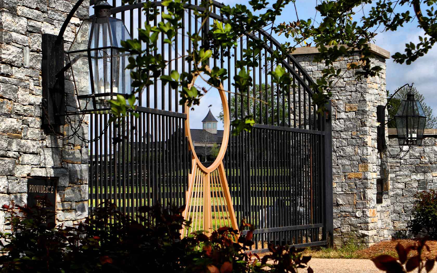 Black gate entrance at Providence Hill