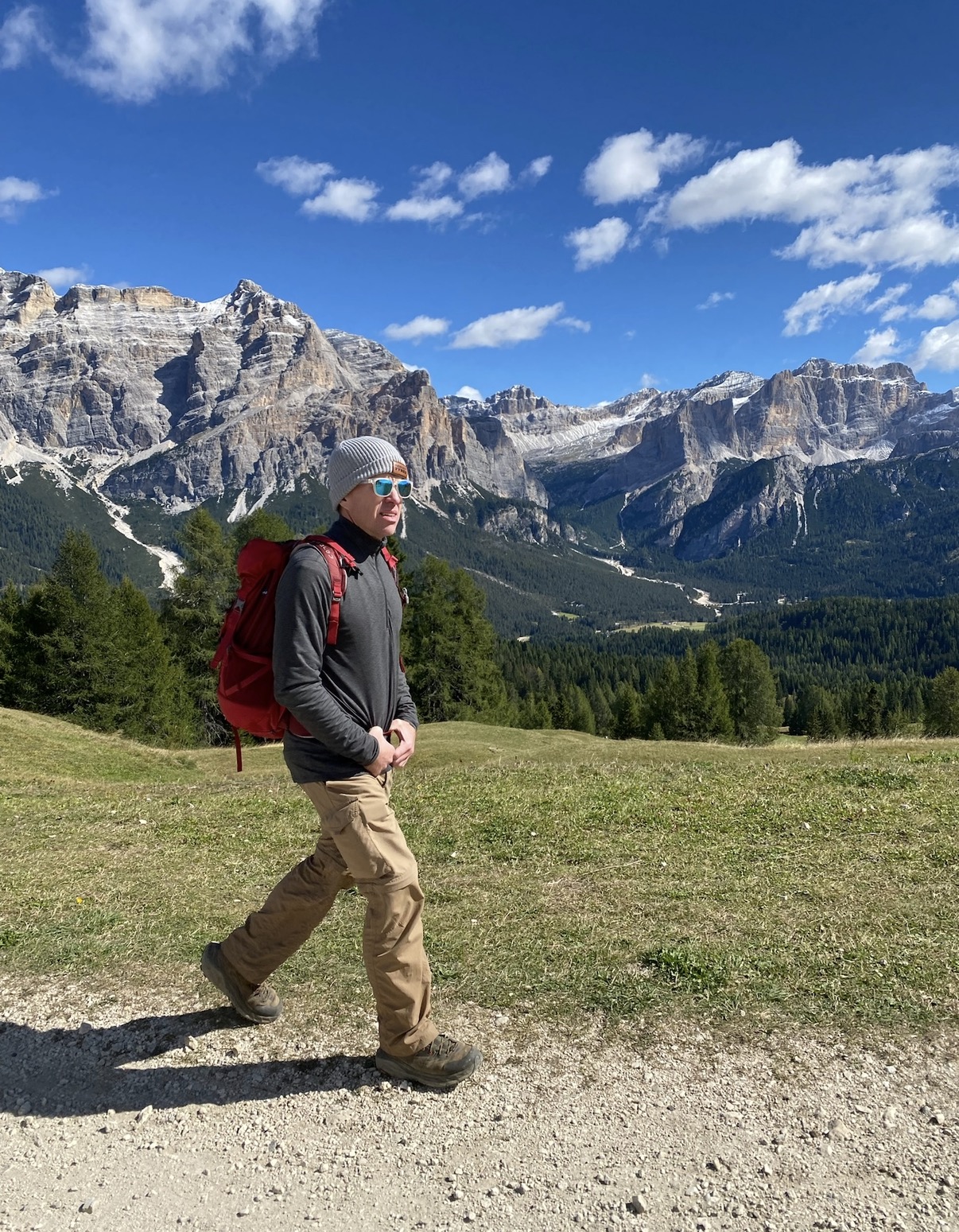 John hiking in the Dolomites