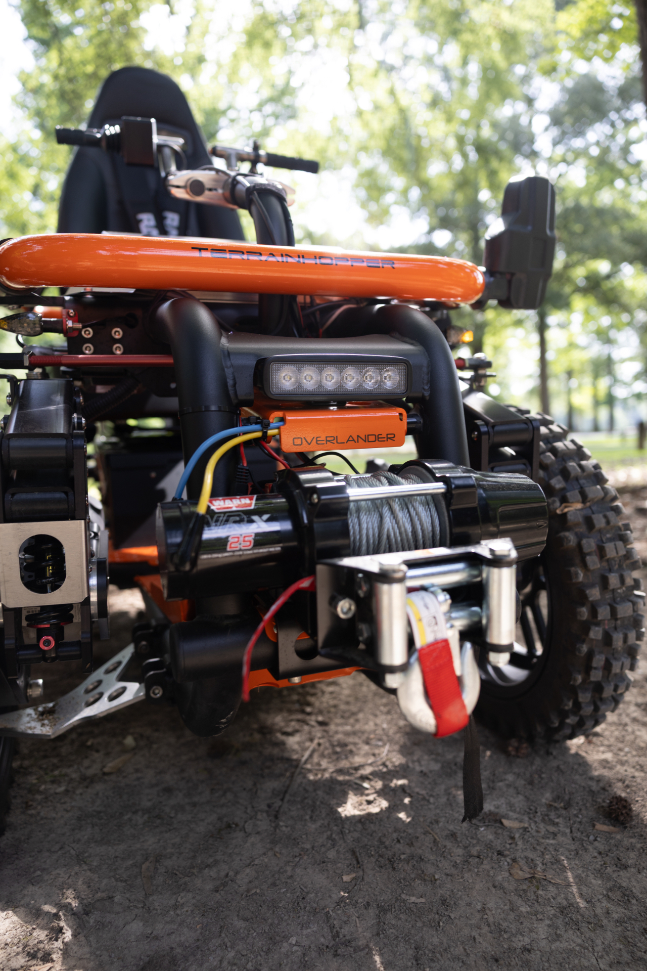 TerrainHopper Overlander close-up with winch and orange paint
