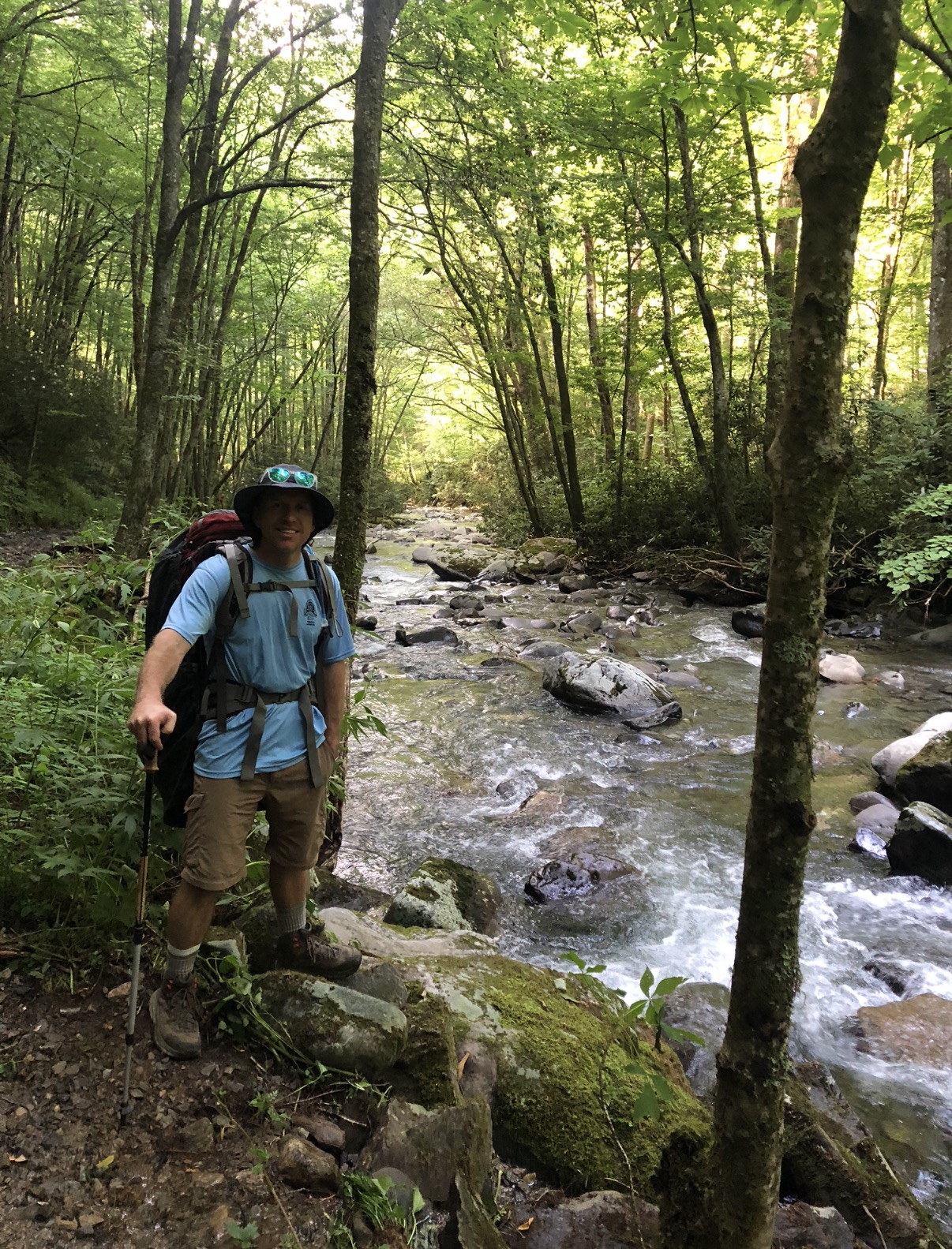 John backpacking a Smoky Mountain creek